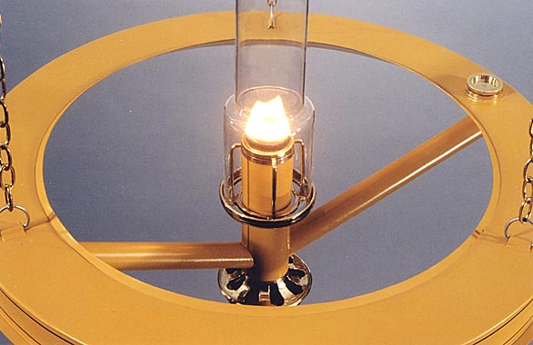 Detail of oil-burning Argand chandelier