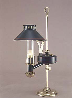Argand Student Lamp, Hunter Green, Red Striping